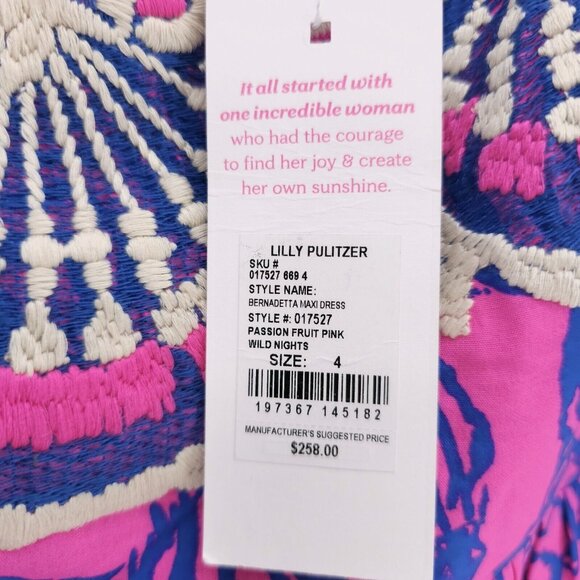 NWT LILLY PULITZER Bernadetta Maxi Dress Passion Fruit Pink Wild Nights - Picture 12 of 12